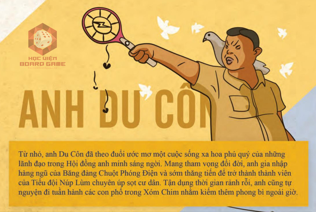 Đôi nét về nhân vật anh Du Côn trong Board game Xóm Chim